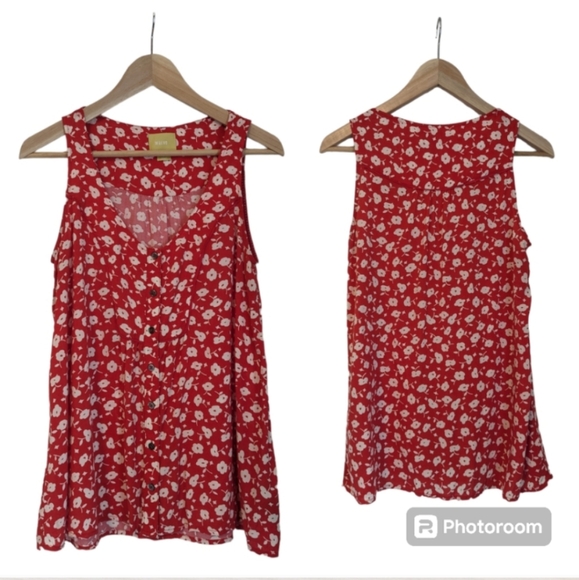 ❤️🤍 Anthropologie Maeve Sleeveless Rayon Button Front Floral Blouse, 8 - Picture 2 of 9